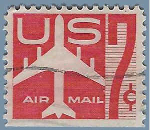 Scott C 60a 7c US Airmail Silhouette of Jet Airliner Booklet Single 1960 Used