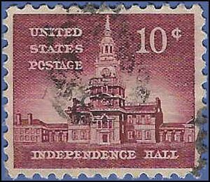 #1044 10c Liberty Issue - Independence Hall 1956 Used