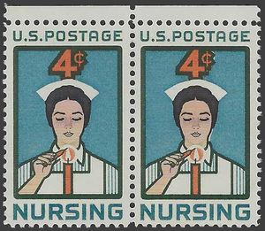 #1190 4c In Honor of the Nursing Profession Attached Pair 1961 Mint NH