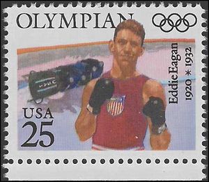 #2499 25c Olympian Eddie Eagan 1990 Mint NH