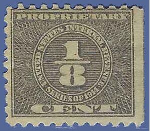 Scott RB32 1/8c Internal Revenue Proprietary 1914 Mint H Faults