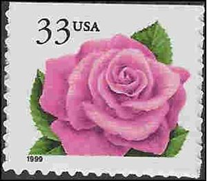 #3052 33c Coral Pink Rose Booklet Single 1999 Mint NH
