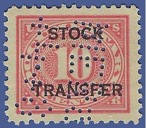 Scott RD  5 10c Stock Transfer Stamp 1916-1922 Used Perfin