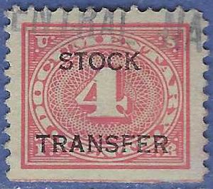 Scott RD  3 4c Stock Transfer Stamp 1916-1922 Used