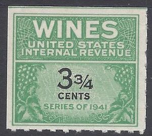 Scott RE115 3 3/4c Internal Revenue: Wines 1942 Mint NH