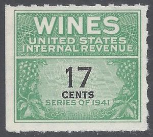 Scott RE186 17c Internal Revenue: Wines 1951-54 Mint NH