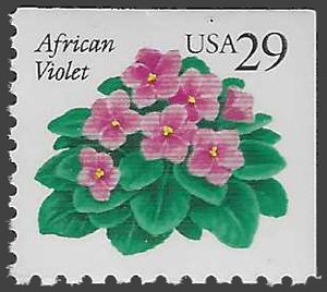 #2486 29c Flora and Fauna African Violets Booklet Single 1993 Mint NH