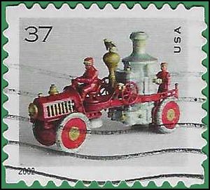 #3645 37c Toy Fire Pumper Booklet Single 2002 Used