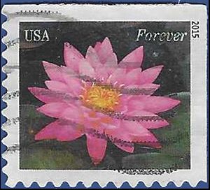 #4965 (49c Forever) Red Water Lily Booklet Single 2015 Used