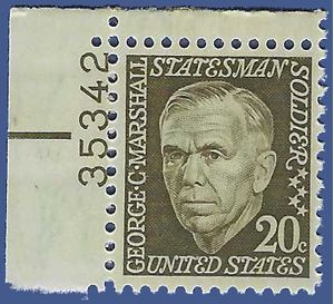 #1289a 20c Prominent Americans General George C. Marshall P# 1973 Mint NH
