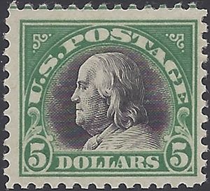 # 524 $5.00 Benjamin Franklin 1920 Mint H