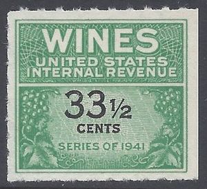 Scott RE188 33 1/2c Internal Revenue: Wines 1942 Mint NH