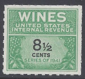 Scott RE184 8 1/2c Internal Revenue: Wines 1942 Mint NH