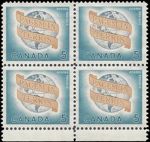 Canada # 416 1964 Used Block of 4