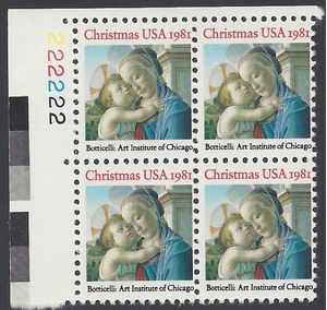 #1939 20c Madonna and Child PB/4 1981 Mint NH