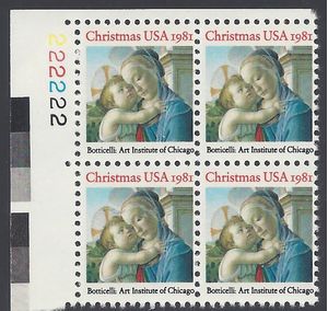 #1939 20c Madonna and Child PB/4 1981 Mint NH