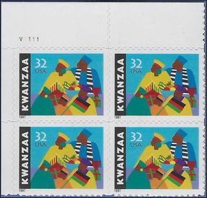 #3175 32c Kwanzaa 1997 PB/4 Mint NH