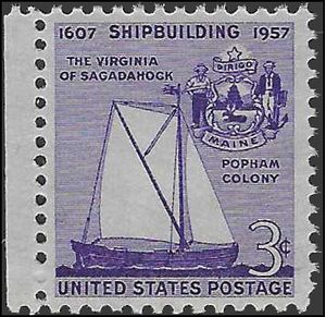 #1095 3c Shipbuilding in America 1957 Mint NH