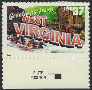 #3743 37c Greetings From West Virginia 2002 Mint NH