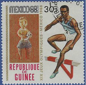 Guinea # 526 1969 CTO Color Rub on Reverse