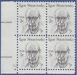 #1845 2c Igor Stravinsky PB/4 1982 Mint NH