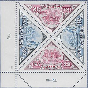 #3130-3131 32c Pacific 97 Plate Block of 4 1997 Mint NH