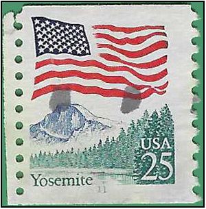 #2280a 25c Flag over Yosemite PNC Single #11 1989 Used