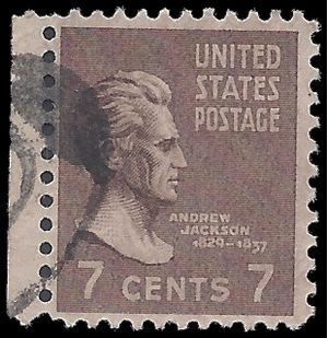 # 812 7c Presidential Issue Andrew Jackson 1938 Used