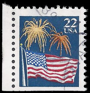 #2276 22c Flag and Fireworks 1987 Used
