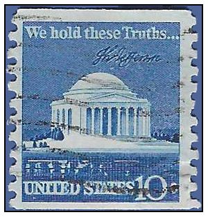 #1520 10c Jefferson Memorial Coil Single 1973 Used