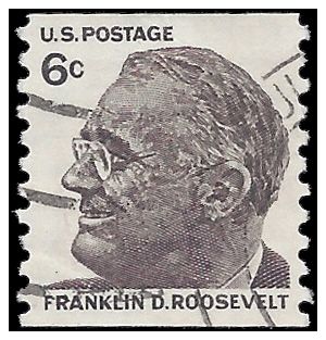 #1305 6c Franklin D. Roosevelt Coil Single 1968 Used