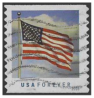#5052 U.S. Flag  Coil Single (SSP) 2016 Used
