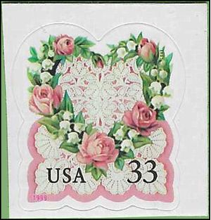 #3274 33c Love Victorian Heart Booklet Single 1999 Mint NH