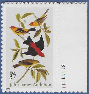 #3650 37c John James Audubon P# 2002 Mint NH
