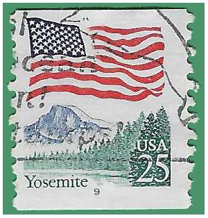 #2280a 25c Flag over Yosemite PNC Single #9 1989 Used