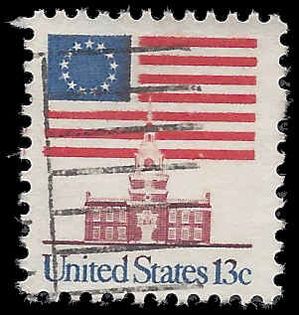#1622 13c Flag Over Independence Hall 1975 Used
