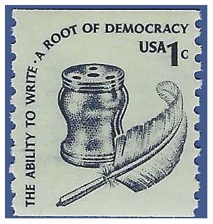 #1811 1c Americana Issue Inkwell and Quill Coil Single 1980 Mint NH