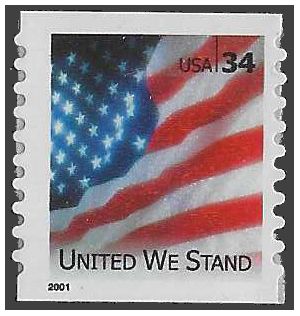 #3550 34c United We Stand Coil Single 2001 Mint NH