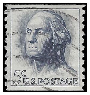 #1229a 5c George Washington Coil Single Tagged 1962 Used