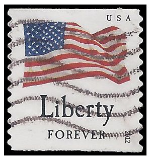 #4640 (45c Forever) Four Flags Liberty Coil Single 2012 Used