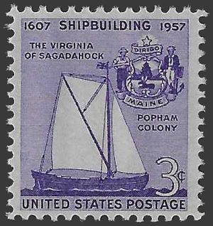 #1095 3c Shipbuilding in America 1957 Mint NH