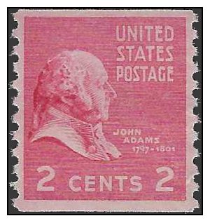 # 841 2c Presidential Series-John Adams Coil Single 1939 Mint NH