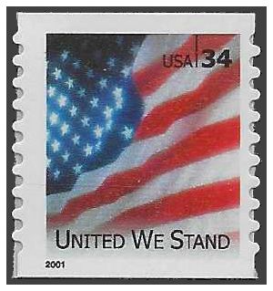 #3550 34c United We Stand Coil Single 2001 Mint NH