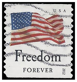 #4639 (45c Forever) Four Flags Freedom Coil Single 2012 Used