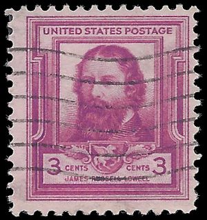 # 866 3c Famous American Poets James Russell Lowell 1940 Used