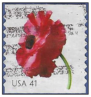 #4173 41c Poppy Flowers Coil Single 2007 Used