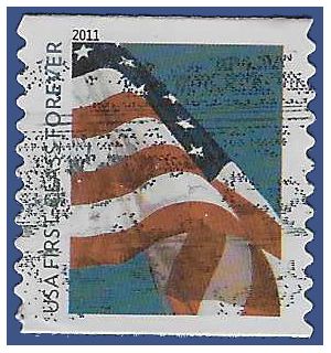 #4489 (44c Forever) US Flag Coil Single 2010 Used