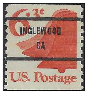 #1518a 6.3c Liberty Bell 1974 Mint NH Precancel Inglewood CA