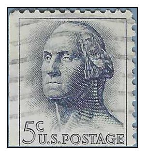 #1213c George Washington Booklet Pane Single Tagged 1963 Used