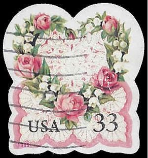 #3274 33c Love Victorian Heart Booklet Single 1999 Used